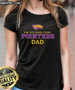 Awesome Campus Lab UW Stevens Point Pointers Dad logo on a stylish ladies tee, perfect for proud parents and alumni.