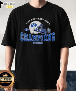 Awesome Champions 2025 Pop-Tarts Bowl BYU Cougars Football T-Shirt featuring bold graphics and team colors.
