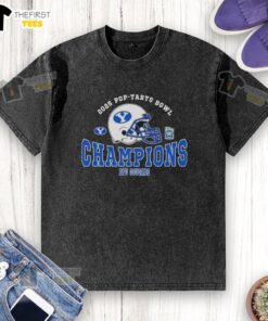 BYU Cougars Football Awesome Champions 2025 Pop-Tarts Bowl washed t-shirt showcasing team spirit and event pride.