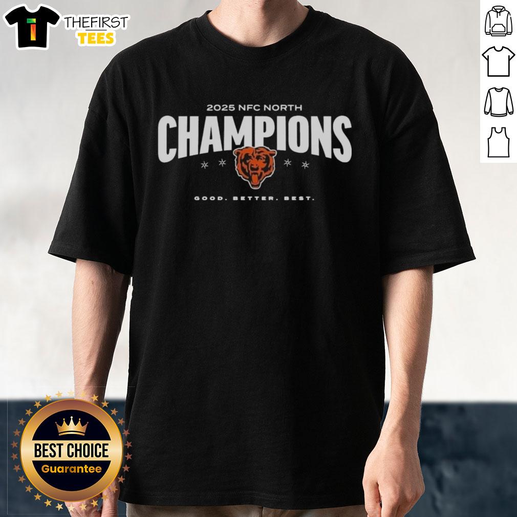 awesome-chicago-bears-2025-nfc-north-champions-good-better-best-t-shirt-1 Alt Text: Awesome Chicago Bears 2025 NFC North Champions Good Better Best T-Shirt featuring team colors and logo design.