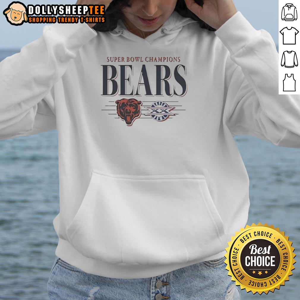 Awesome Chicago Bears Football Super Bowl Champions Xx Hoodie Alt Text: Awesome Chicago Bears Football Super Bowl Champions XX hoodie in navy blue, featuring team logo and championship details.