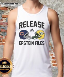Awesome Chicago Bears vs Green Bay Packers tank top featuring 'Release The Epstein Files' graphic design.