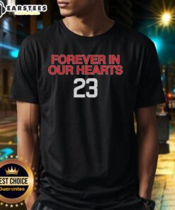 Alt Text: Awesome Chicago Cubs Forever In Our Hearts T-Shirt featuring a vibrant Cubs logo and heartfelt design for fans.
