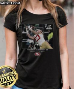 Awesome Christian McCaffrey San Francisco 49ers NFL Flash Features Wild Card Ladies Tee in vibrant design.