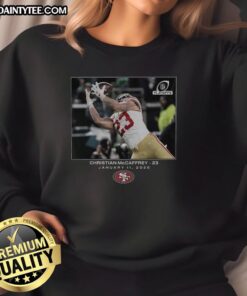 Awesome Christian McCaffrey San Francisco 49ers NFL Flash Features Wild Card Sweatshirt in vibrant team colors.