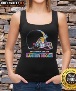 Awesome Cleveland Browns Football tank top featuring colorful 'Cancer Sucks' logo, perfect for fans and supporters.