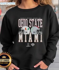 Awesome Cotton Bowl Classic 2025 sweatshirt featuring Miami Hurricanes vs Ohio State Buckeyes head-to-head design.
