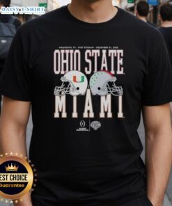 Awesome Cotton Bowl Classic 2025 T-Shirt featuring Miami Hurricanes vs Ohio State Buckeyes head-to-head design.