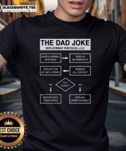 Awesome Dad Jokes Cringe Deployment Protocol T-Shirt featuring humorous dad joke graphics and fun typography.