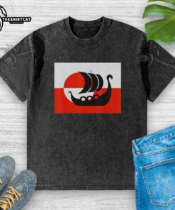 Awesome Denmark Greenland flag design on a washed t-shirt, not for sale, supporting Danish pride and culture.