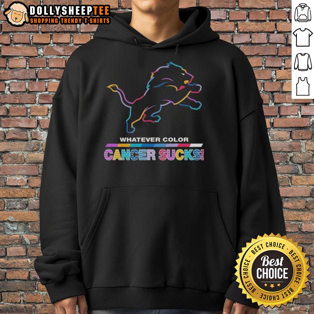 Awesome Detroit Lions Football Whatever Color Cancer Sucks Logo Colors Hoodie Awesome Detroit Lions football hoodie in vibrant colors supporting cancer awareness, featuring a bold logo design.