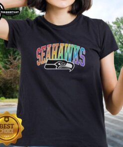 Awesome Eagle Seattle Seahawks Pride LGBT Ladies Tee featuring vibrant colors and a bold eagle design.