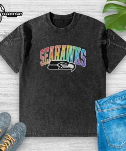 Alt Text: Awesome Eagle Seattle Seahawks Pride LGBT Washed T-Shirt featuring vibrant colors and a stylish design.