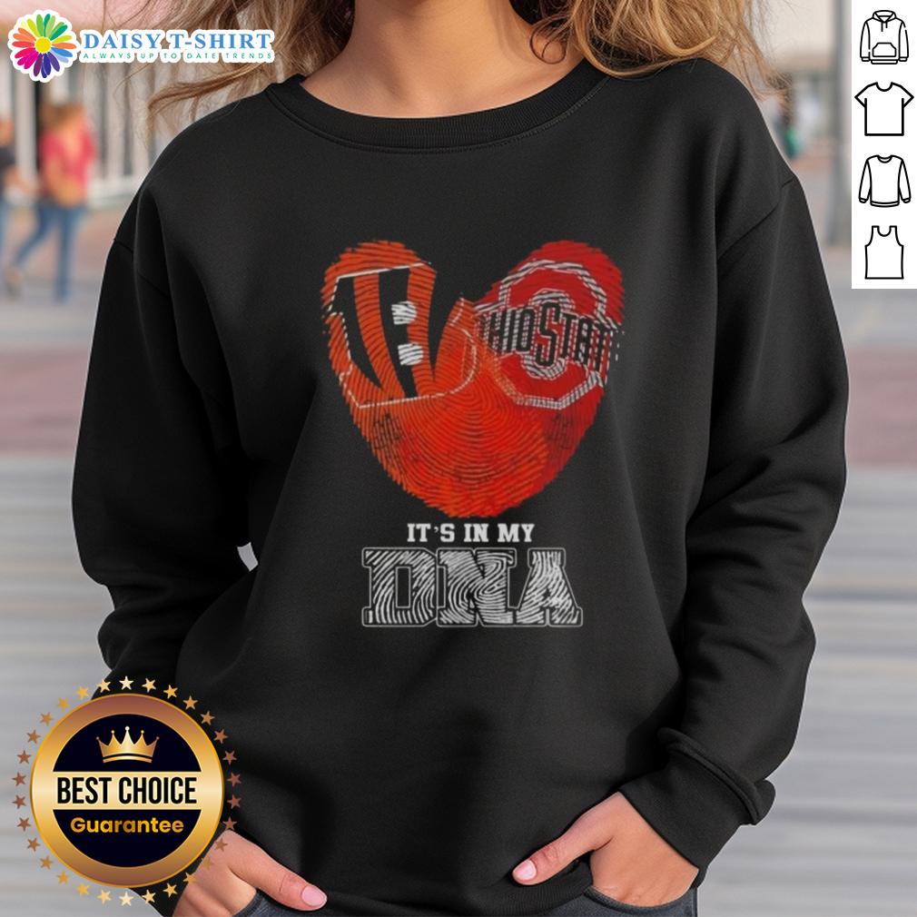 Awesome Fingerprints Cincinnati Bengals X Ohio State Buckeyes It’S In My Dna Sweatshirt Awesome Fingerprints Cincinnati Bengals X Ohio State Buckeyes sweatshirt showcasing team spirit and DNA pride.