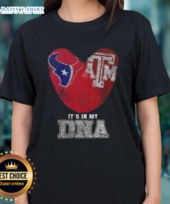 Awesome Fingerprints Houston Texans X Texas A&M Aggies It's In My DNA Ladies Tee showcasing team spirit and style.