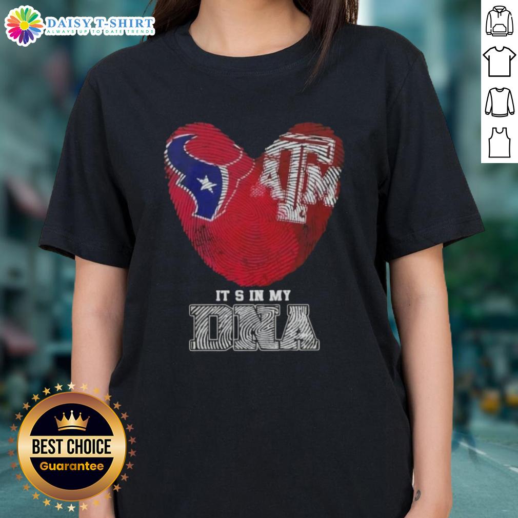 Awesome Fingerprints Houston Texans X Texas A&M Aggies It’S In My Dna Ladies-Tee Awesome Fingerprints Houston Texans X Texas A&M Aggies It's In My DNA Ladies Tee showcasing team spirit and style.