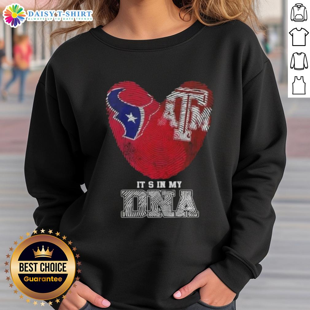 Awesome Fingerprints Houston Texans X Texas A&M Aggies It’S In My Dna Sweatshirt Awesome Fingerprints Houston Texans X Texas A&M Aggies sweatshirt showcasing team spirit and pride in Texas heritage.