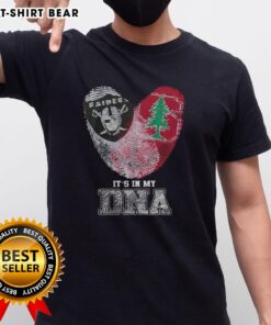 Alt Text: Awesome Fingerprints Las Vegas Raiders X Stanford Cardinal It's In My DNA T-Shirt showcasing team spirit and style.