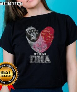 Awesome Fingerprints Las Vegas Raiders x USC Trojans tee featuring a unique design for ladies, perfect for fans.