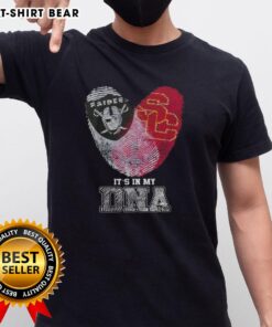 Awesome Fingerprints Las Vegas Raiders x USC Trojans 'It's In My DNA' T-Shirt showcasing team spirit and unique design.