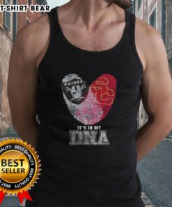 Awesome Fingerprints Las Vegas Raiders x USC Trojans tank top showcasing team spirit and DNA-inspired design.