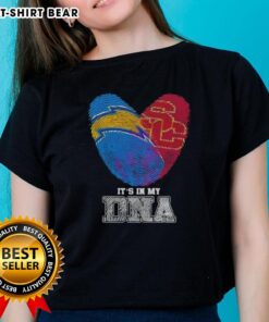 Awesome Fingerprints Los Angeles Chargers x USC Trojans ladies tee showcasing a unique design celebrating team spirit.