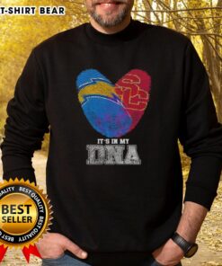 Awesome Los Angeles Chargers and USC Trojans fingerprint sweatshirt showcasing team spirit and pride in my DNA.