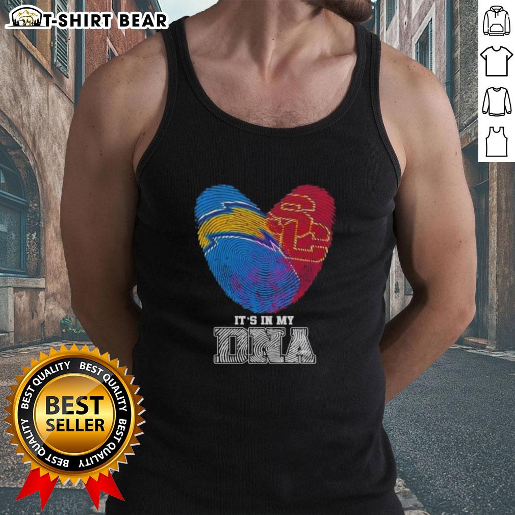 Awesome Fingerprints Los Angeles Chargers X Usc Trojans It'S In My Dna Tank Top Awesome Fingerprints Los Angeles Chargers x USC Trojans tank top showcasing team spirit and unique design.