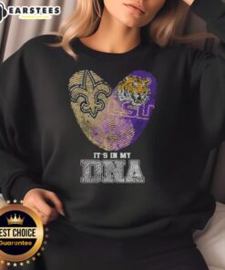 Awesome Fingerprints New Orleans Saints X LSU Tigers sweatshirt showcasing team spirit and unique style, its in my DNA.