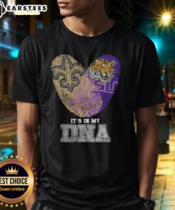 Awesome Fingerprints New Orleans Saints X LSU Tigers T-Shirt showcasing team spirit and DNA connection for fans.