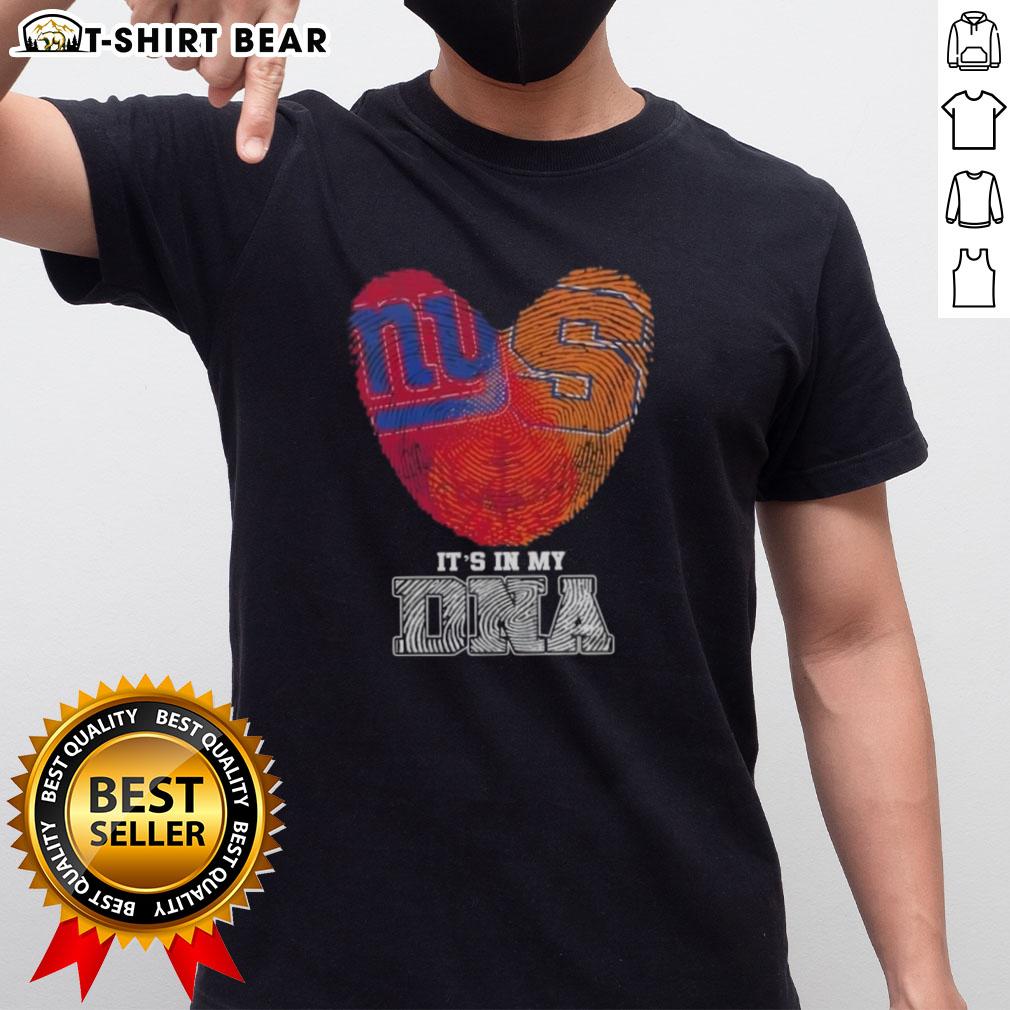 Awesome Fingerprints New York Giants X Syracuse Orange It'S In My Dna T Shirt Awesome Fingerprints New York Giants x Syracuse Orange t-shirt showcasing unique design celebrating sports DNA.