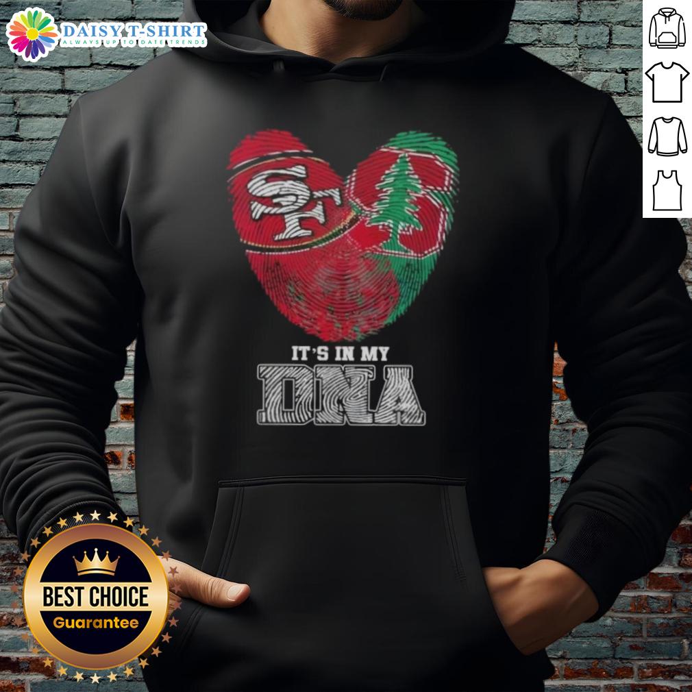 Awesome Fingerprints San Francisco 49ers X Stanford Cardinal It’S In My Dna Hoodie Awesome Fingerprints San Francisco 49ers x Stanford Cardinal hoodie showcasing unique DNA design and vibrant team colors.