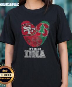 Awesome Fingerprints San Francisco 49ers x Stanford Cardinal It's in My DNA ladies tee showcasing team spirit.