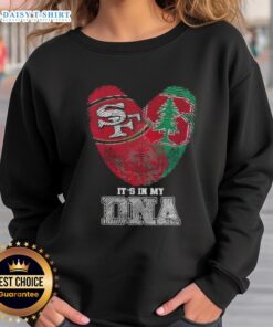 Alt Text: Awesome Fingerprints San Francisco 49ers X Stanford Cardinal sweatshirt showcasing DNA-themed sports apparel design.