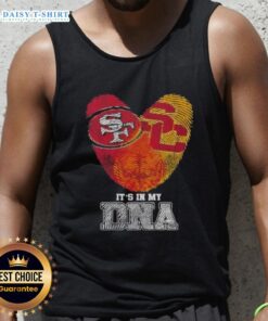 Awesome Fingerprints San Francisco 49ers x USC Trojans tank top showcasing team spirit and style, perfect for fans.