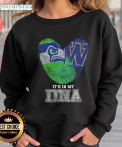 Awesome Seattle Seahawks x Washington Huskies sweatshirt featuring DNA-inspired fingerprint design.