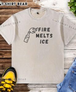 Awesome fire melts ice graphic on a stylish washed t-shirt, perfect for casual wear and cool summer vibes.