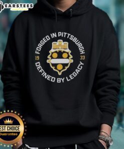 Awesome Forged in Pittsburgh Defined by Legacy 1933 Steelers throwback hoodie showcasing vintage design and team spirit.