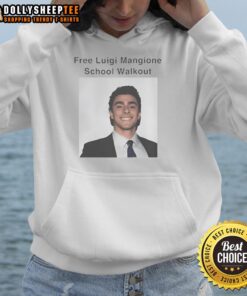 Alt Text: Awesome Free Luigi Mangione School Walkout Protest Hoodie showcasing vibrant design for student activism fashion.