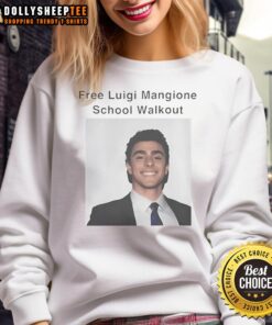 Awesome free Luigi Mangione school walkout protest sweatshirt featuring bold graphics and vibrant colors for activism.