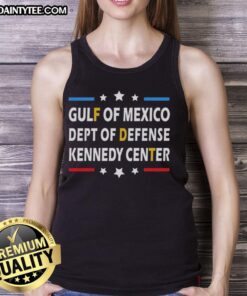 Vintage retro tank top featuring the Gulf of Mexico Dept of Defense and Kennedy Center designs, perfect for summer style.