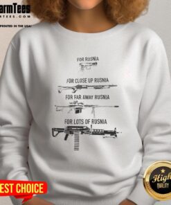 Awesome Gun sweatshirt featuring bold designs for close-up and far-away styles, perfect for fans of Rusnia fashion.