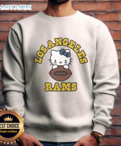 Awesome Hello Kitty x Los Angeles Rams football sweatshirt featuring a stylish design for fans and collectors.