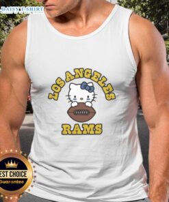 Awesome Hello Kitty x Los Angeles Rams football tank top featuring a cute design, perfect for game day and fans.