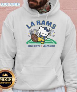 Awesome Hello Kitty X Los Angeles Rams Kickoff Hoodie featuring vibrant graphics and cozy design for fans.