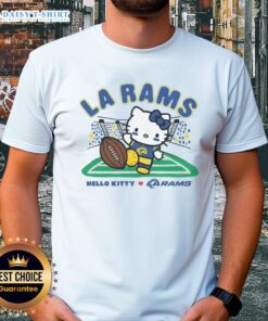 Awesome Hello Kitty X Los Angeles Rams Kickoff T-Shirt featuring a playful design for fans and collectors.