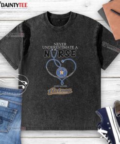 Awesome Houston Astros washed t-shirt for baseball-loving nurses; perfect blend of sports passion and nursing pride.