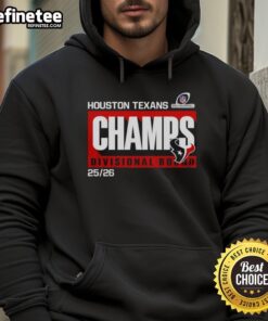 Alt Text: Houston Texans Divisional Champs hoodie featuring bold graphics for the Divisional Round 25-26, perfect for fans.