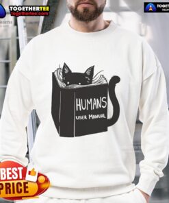 Alt Text: Awesome Humans User Manual for Cats Remix Sweatshirt featuring playful cat graphics and vibrant colors.