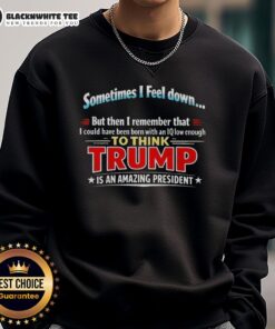 Awesome sweatshirt featuring the phrase about IQ and Trump, perfect for humor and political commentary enthusiasts.